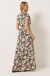 LTS Tall Women's Black Floral Shirred Waist Cotton Maxi Dress | Long Tall Sally 2