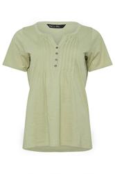 M&Co Sage Green Short Sleeve Cotton Henley Top