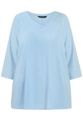 EVANS Plus Size Sky Blue V-Neck Cotton Top | Evans 5