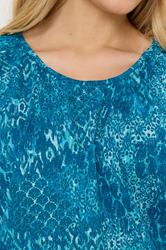 M&Co Blue Mixed Patchwork Print Cotton Scoop Neck Top | M&Co 4
