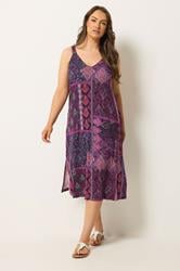 YOURS Plus Size Purple Paisley Throw On Dress | Yours Clothing 1