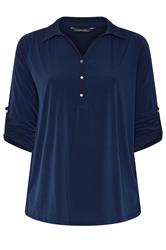 EVANS Curve Navy Blue Long Sleeve Blouse