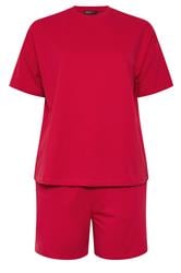 YOURS SET aus T-Shirt und Sweat-Shorts in Rot