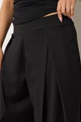 PixieGirl Petite Women's Black Pleated Cropped Wide Leg Trousers | PixieGirl 4