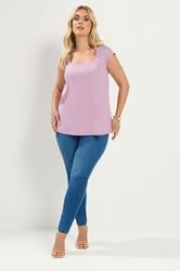 YOURS Plus Size Pink Cap Sleeve Top | Yours Clothing 1