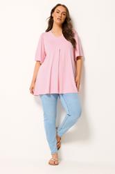 YOURS Plus Size Pink Pleated Front Swing Top | Yours Clothing 1