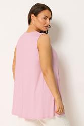 YOURS Plus Size Light Pink Pleat Front Vest Top | Yours Clothing 2