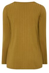 YOURS Plus Size Yellow Ribbed Long Sleeve Top | Yours Clothing 6
