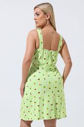 LIMITED COLLECTION Plus Size Green Gingham Fruit Print Mini Dress | Yours Clothing 2