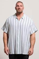 JACK & JONES Big & Tall Navy Blue Striped Shirt | BadRhino 3