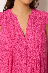 YOURS Plus Size Pink Leaf Pintuck Blouse | Yours Clothing 4