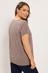 YOURS Plus Size Natural Spot Print Short Sleeve Top | Yours Clothing 2