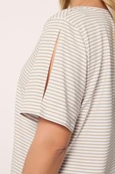 YOURS Plus Size Natural Brown Stripe Swing T-Shirt | Yours Clothing 5