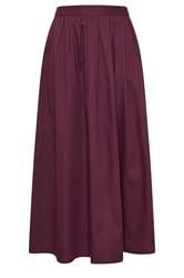 PixieGirl Petite Women's Burgundy Red Poplin Cotton Maxi Skirt | PixieGirl 5