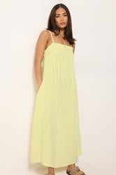 PixieGirl Petite Women's Yellow Cotton Cheesecloth Maxi Dress | PixieGirl 4