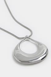 Silver Tone Long Teardrop Pendant Necklace | Yours Clothing 2