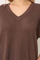 YOURS Plus Size Chocolate Brown Boxy Knitted T-Shirt | Yours Clothing 5