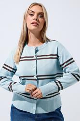 LIMITED COLLECTION Plus Size Blue & Brown Stripe Cardigan | Yours Clothing 3