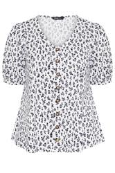YOURS top blanco con estampado floral y botones delanteros