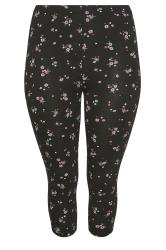 YOURS 2 PACK Curve Black Animal Print Cropped Leggings