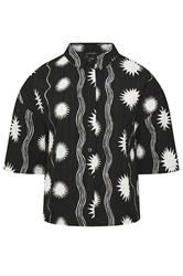 LIMITED COLLECTION Plus Size Black Sun Crinkle Shirt | Yours Clothing 5