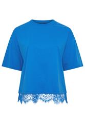 LIMITED COLLECTION Curve Cobalt Blue Lace Hem T-Shirt
