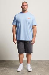 JACK & JONES Big & Tall Light Blue Crew Neck Back Graphic Tee | BadRhino 1