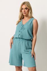 YOURS Plus Size Light Blue Textured Shorts | Yours Clothing 3