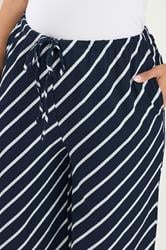 YOURS Plus Size Navy Blue Striped Crinkle Culottes | Yours Clothing 4