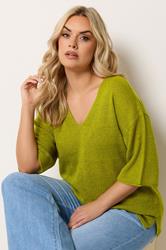 YOURS Plus Size Green Knitted T-Shirt | Yours Clothing 1
