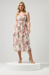 YOURS LONDON Plus Size White Rose Mesh Skater Dress | Yours Clothing 1
