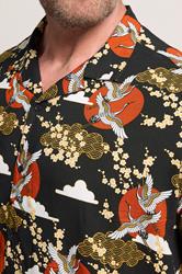 BadRhino Big & Tall Black Japanese Woodblock Print Shirt | BadRhino 5