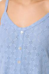 YOURS Plus Size Blue Broderie Anglaise Vest Top | Yours Clothing 4