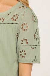 M&Co Sage Green Broderie Cotton T-Shirt | M&Co 4