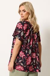 YOURS Plus Size Black Floral Pintuck Blouse | Yours Clothing 2