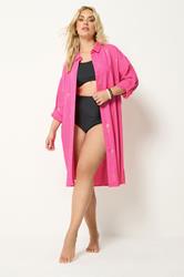YOURS Plus Size Pink & Gold Palm Tree Shirt Dress | Yours Clothing 1