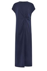LTS Tall Navy Blue Twist Cotton Midi Dress