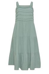 YOURS Curve Sage Green Cheesecloth Pleated Tiered Dress
