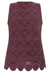 M&Co Berry Purple Crochet Cotton Vest Top | M&Co 5
