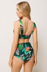 M&Co Green Tropical Print Bikini Top | M&Co 2