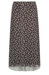 LTS Tall Chocolate Brown Polka Dot Dipped Hem Mesh Midi Skirt