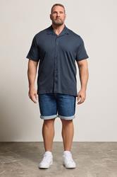 D555 Big & Tall Navy Blue Short Sleeve Resort Shirt | BadRhino 1