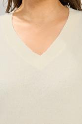 YOURS Plus Size Ivory White V-Neck Soft Touch Jumper | Yours Clothing 5