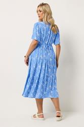YOURS Plus Size Blue Shell Print Tiered Dress | Yours Clothing 2