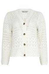 M&Co White Crochet Button Through Cardigan