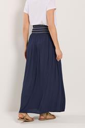 LTS Tall Navy Blue Embroidered Waist Maxi Skirt 2