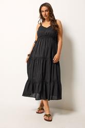 YOURS Plus Size Black Tiered Smock Dress | Yours Clothing 1