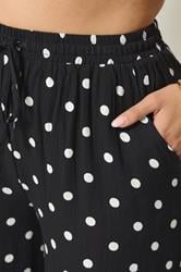 YOURS Plus Size Black Polka Dot Crinkle Beachwear Wide Leg Trousers | Yours Clothing 2