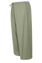YOURS Plus Size Khaki Green Crochet Detail Linen Trousers | Yours Clothing 6