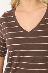 YOURS Plus Size Chocolate Brown Stripe T-Shirt | Yours Clothing 4
